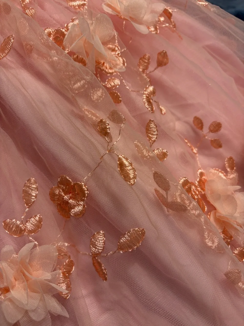 Blush Pink Floral Embroidered Tulle Fit & Flare Dress - Picture 2 of 7